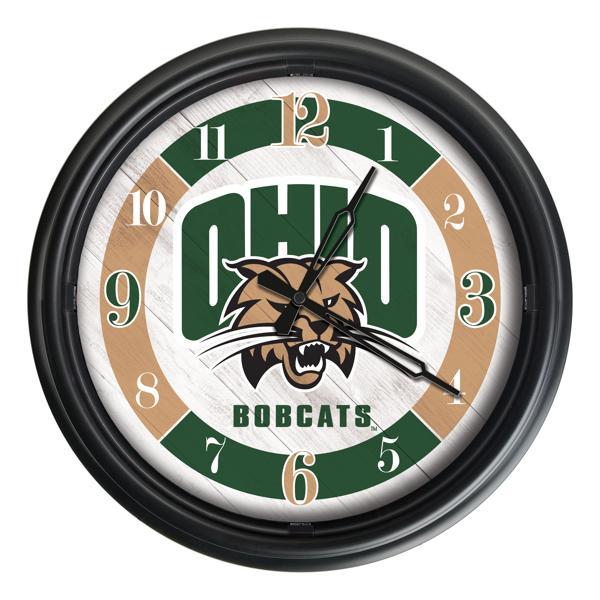 Ohio University Indoor and Outdoor 14" LED Wall Clock - Black - UV Resistant ABS Plastic 