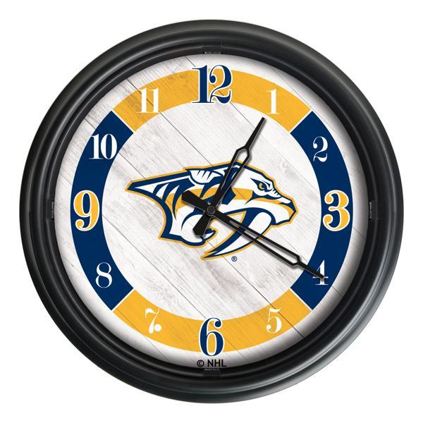 Nashville Predators Indoor and Outdoor 14" LED Wall Clock - Black - UV Resistant ABS Plastic 
