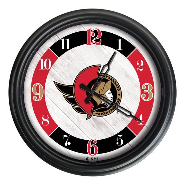 Ottawa Senators Indoor and Outdoor 14" LED Wall Clock - Black - UV Resistant ABS Plastic 