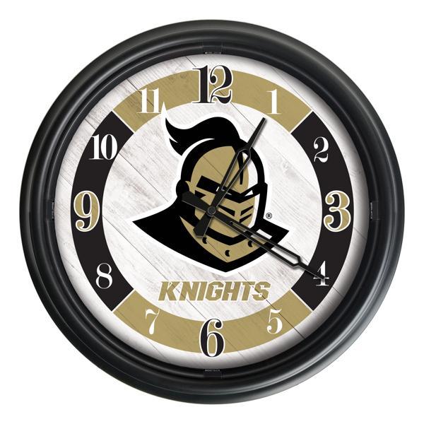 University of Central Florida Indoor and Outdoor 14" LED Wall Clock - Black - UV Resistant ABS Plastic 
