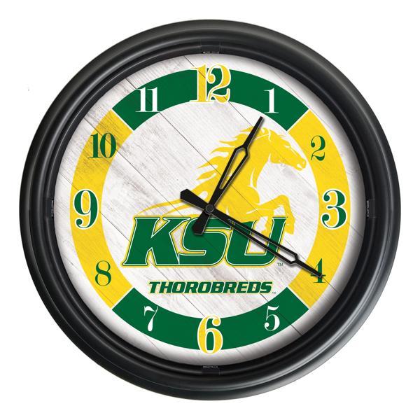 Kentucky State University Indoor and Outdoor 14" LED Wall Clock - Black - UV Resistant ABS Plastic 