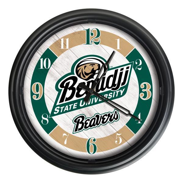 Bemidji State University Indoor and Outdoor 14" LED Wall Clock - Black - UV Resistant ABS Plastic 