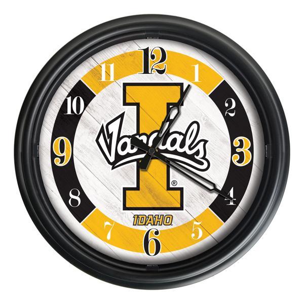 University of Idaho Indoor and Outdoor 14" LED Wall Clock - Black - UV Resistant ABS Plastic 