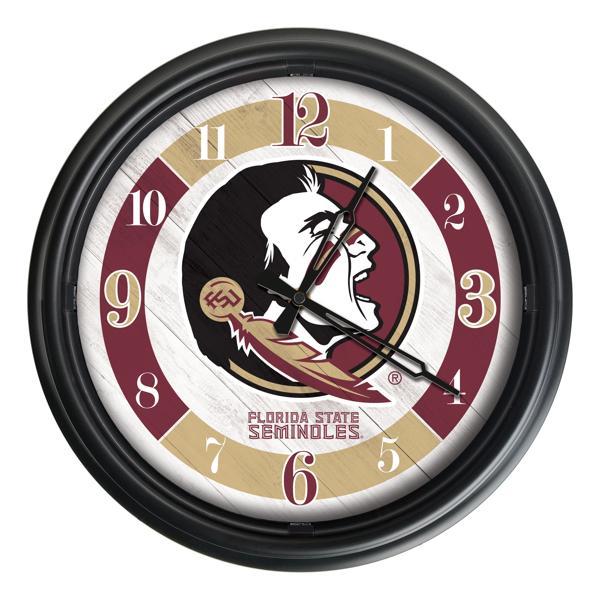 Florida State Head Indoor and Outdoor 14" LED Wall Clock - Black - UV Resistant ABS Plastic - Logo 3 