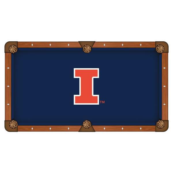 University of Illinois Hainsworth Pool Table Cloth - Officially Licensed Logo - Worsted Cloth 