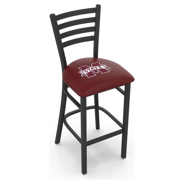 Mississippi State University 25" Stationary Counter Stool - Black Wrinkle Finish - Commercial Grade Vinyl Cushion 