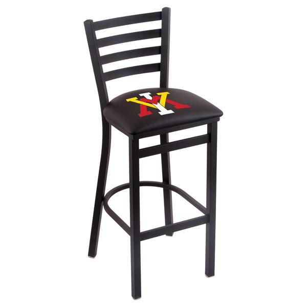 Virginia Military Institute 25" Stationary Counter Stool - Black Wrinkle Finish - Commercial Grade Vinyl Cushion 