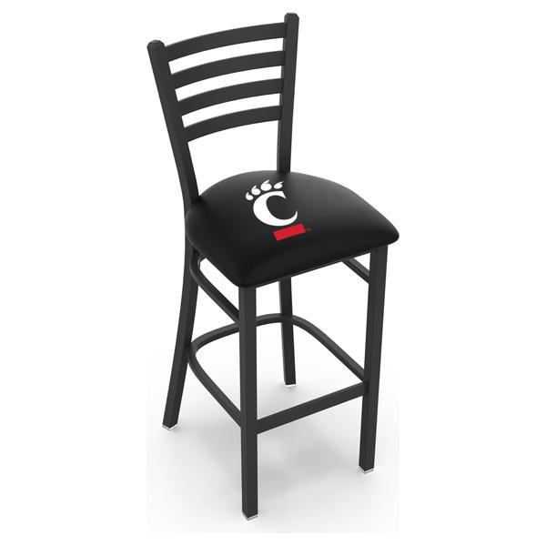 University of Cincinnati 25" Stationary Counter Stool - Black Wrinkle Finish - Commercial Grade Vinyl Cushion 