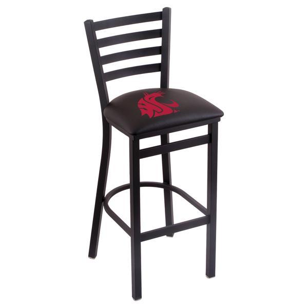 Washington State University 25" Stationary Counter Stool - Black Wrinkle Finish - Commercial Grade Vinyl Cushion 