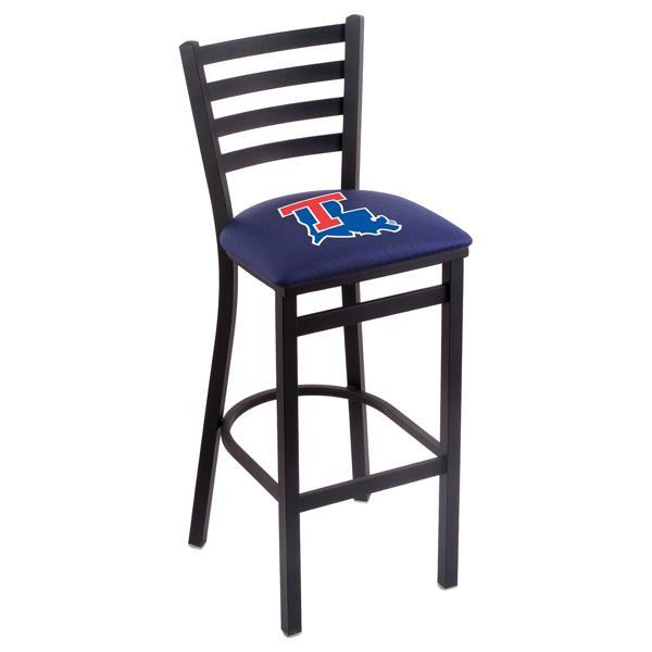 Louisiana Tech University 25" Stationary Counter Stool - Black Wrinkle Finish - Commercial Grade Vinyl Cushion 