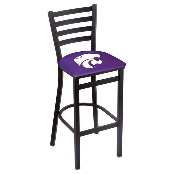 Kansas State University 25" Stationary Counter Stool - Black Wrinkle Finish - Commercial Grade Vinyl Cushion 