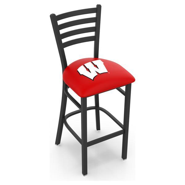 University of Wisconsin 25" Stationary Counter Stool - Black Wrinkle Finish - Commercial Grade Vinyl Cushion - Logo 3 