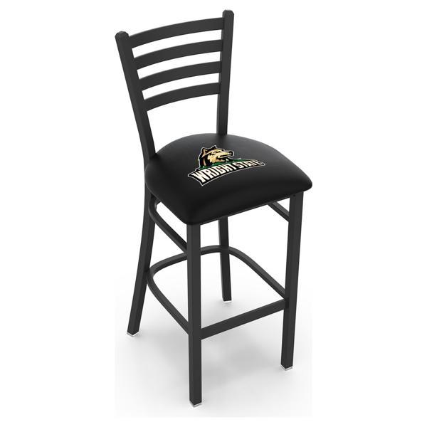 Wright State University 30" Stationary Bar Stool - Black Wrinkle Finish - Commercial Grade Vinyl Cushion 