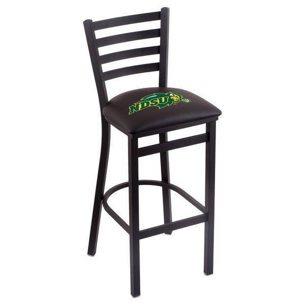 North Dakota State University 30" Stationary Bar Stool - Black Wrinkle Finish - Commercial Grade Vinyl Cushion - Logo 1 