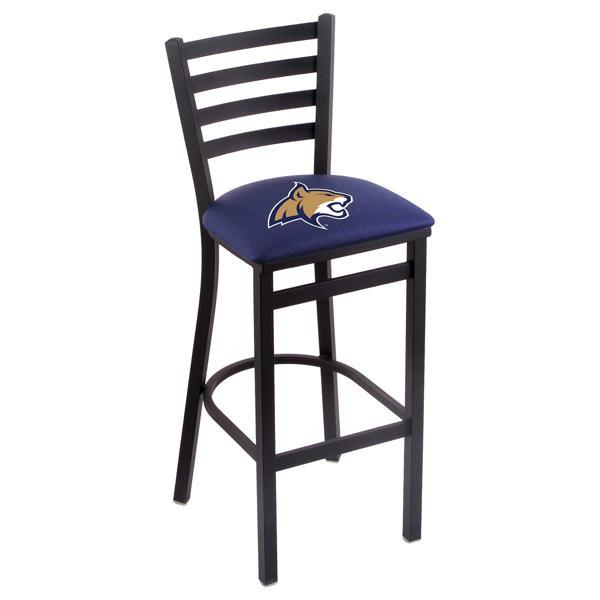 Montana State University 30" Stationary Bar Stool - Black Wrinkle Finish - Commercial Grade Vinyl Cushion 