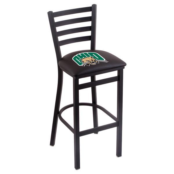 Ohio University 30" Stationary Bar Stool - Black Wrinkle Finish - Commercial Grade Vinyl Cushion 