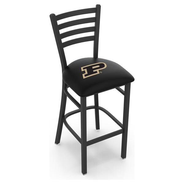 Purdue 30" Stationary Bar Stool - Black Wrinkle Finish - Commercial Grade Vinyl Cushion 
