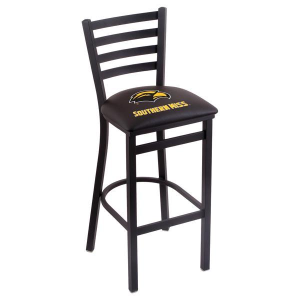University of Southern Mississippi 30" Stationary Bar Stool - Black Wrinkle Finish - Commercial Grade Vinyl Cushion 