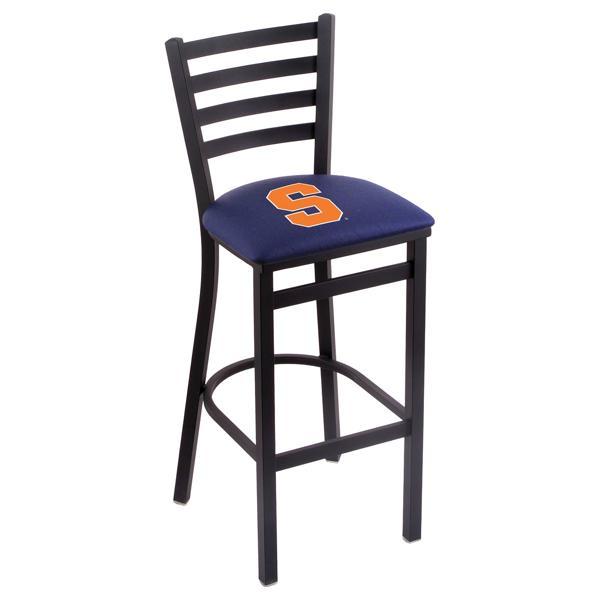 Syracuse University 30" Stationary Bar Stool - Black Wrinkle Finish - Commercial Grade Vinyl Cushion 