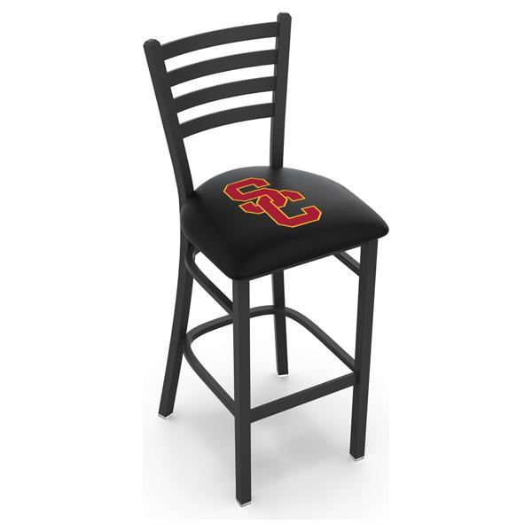 University of Southern California 30" Stationary Bar Stool - Black Wrinkle Finish - Commercial Grade Vinyl Cushion 