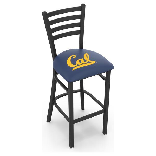 University of California 30" Stationary Bar Stool - Black Wrinkle Finish - Commercial Grade Vinyl Cushion 