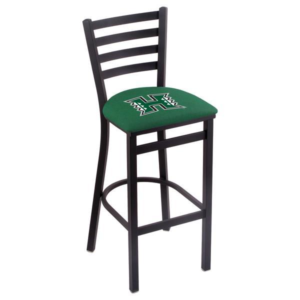 University of Hawaii 30" Stationary Bar Stool - Black Wrinkle Finish - Commercial Grade Vinyl Cushion 