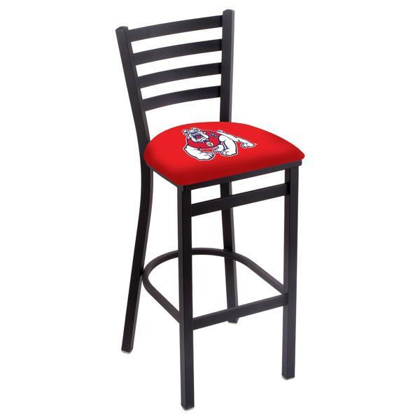 Fresno State University 30" Stationary Bar Stool - Black Wrinkle Finish - Commercial Grade Vinyl Cushion 