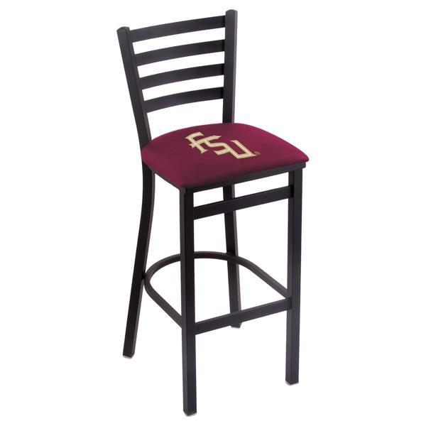 Florida State 30" Stationary Bar Stool - Black Wrinkle Finish - Commercial Grade Vinyl Cushion - Logo 2 