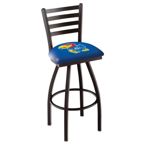 University of Kansas Swivel Counter Stool - 25" Seat Height - Black Wrinkle Finish 
