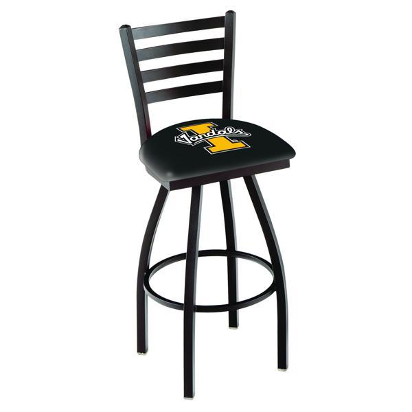 University of Idaho Swivel Bar Stool - Black Wrinkle Finish - Commercial Grade Vinyl 