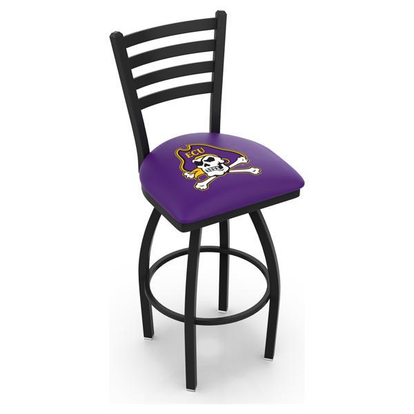 East Carolina University Swivel Bar Stool - Black Wrinkle Finish - Commercial Grade Vinyl 