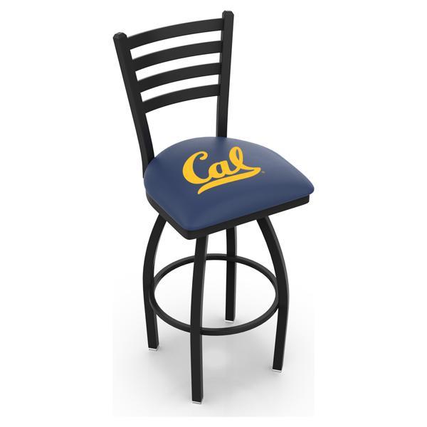 University of California Swivel Bar Stool - Black Wrinkle Finish - Commercial Grade Vinyl 