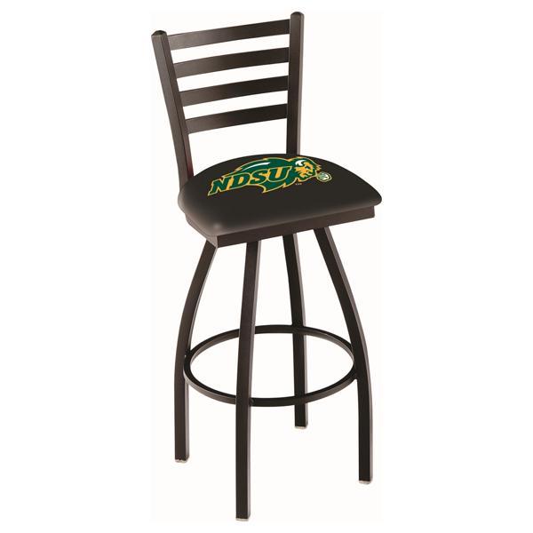 North Dakota State University Swivel Bar Stool - Black Wrinkle Finish - Commercial Grade Vinyl - Logo 1 