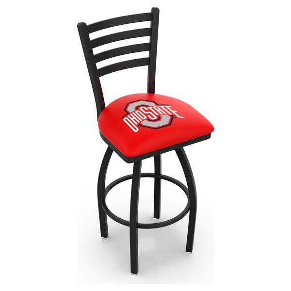 Ohio State University Swivel Bar Stool - Black Wrinkle Finish - Commercial Grade Vinyl 