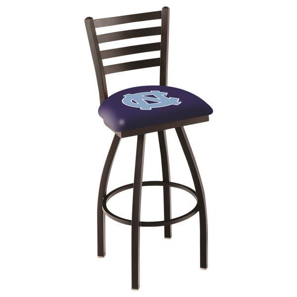 University of North Carolina Swivel Bar Stool - Black Wrinkle Finish - Commercial Grade Vinyl 