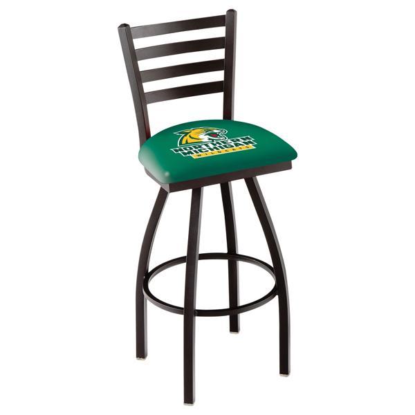 Northern Michigan University Swivel Bar Stool - Black Wrinkle Finish - Commercial Grade Vinyl 