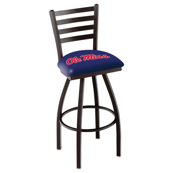 University of Mississippi Swivel Bar Stool - Black Wrinkle Finish - Commercial Grade Vinyl 