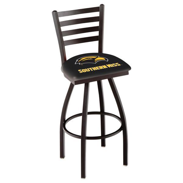 University of Southern Mississippi Swivel Bar Stool - Black Wrinkle Finish - Commercial Grade Vinyl 
