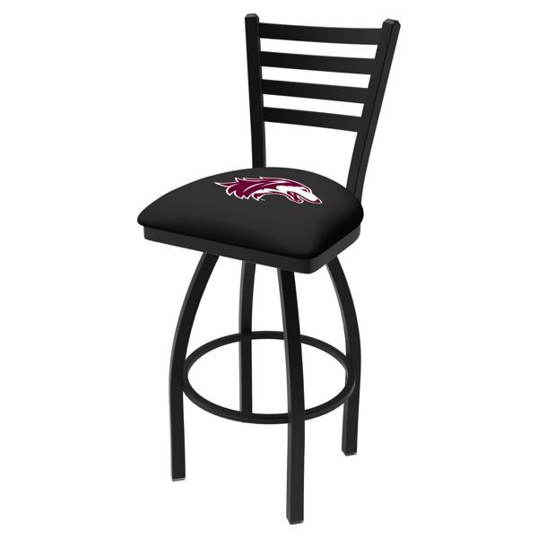 Southern Illinois University Swivel Bar Stool - Black Wrinkle Finish - Commercial Grade Vinyl 