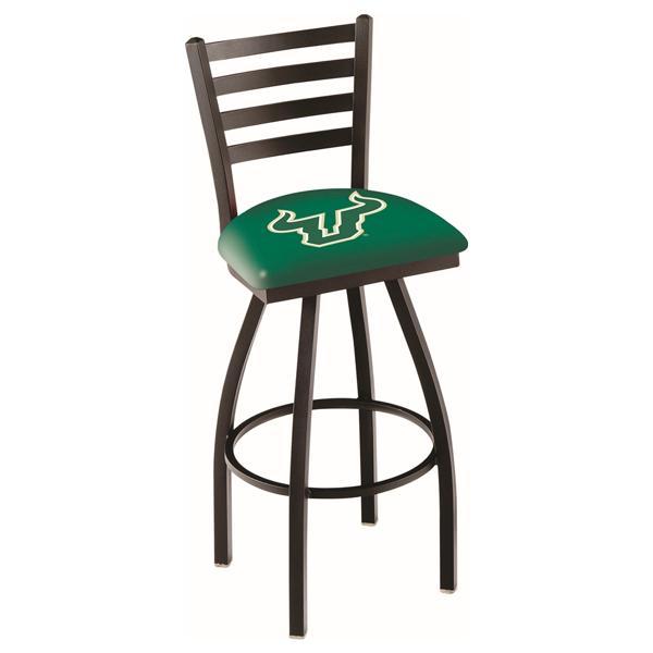 University of South Florida Swivel Bar Stool - Black Wrinkle Finish - Commercial Grade Vinyl 