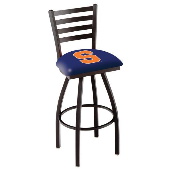 Syracuse University Swivel Bar Stool - Black Wrinkle Finish - Commercial Grade Vinyl 