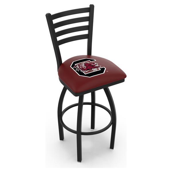 University of South Carolina Swivel Bar Stool - Black Wrinkle Finish - Commercial Grade Vinyl 