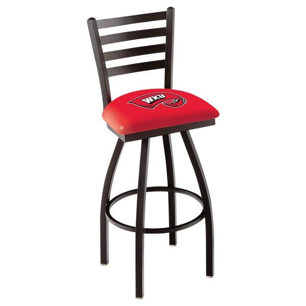 Western Kentucky University Swivel Bar Stool - Black Wrinkle Finish - Commercial Grade Vinyl 