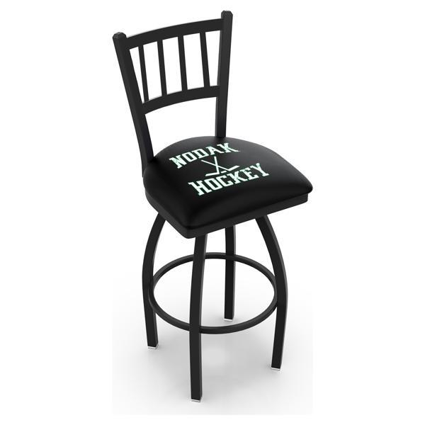University of North Dakota Hockey Swivel Bar Stool - Black Wrinkle Finish - Commercial Grade Steel Frame 