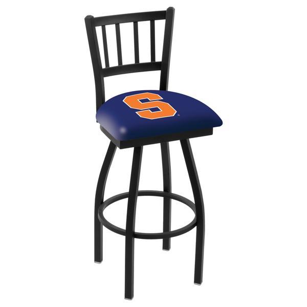 Syracuse University Swivel Bar Stool - Black Wrinkle Finish - Commercial Grade Steel Frame 