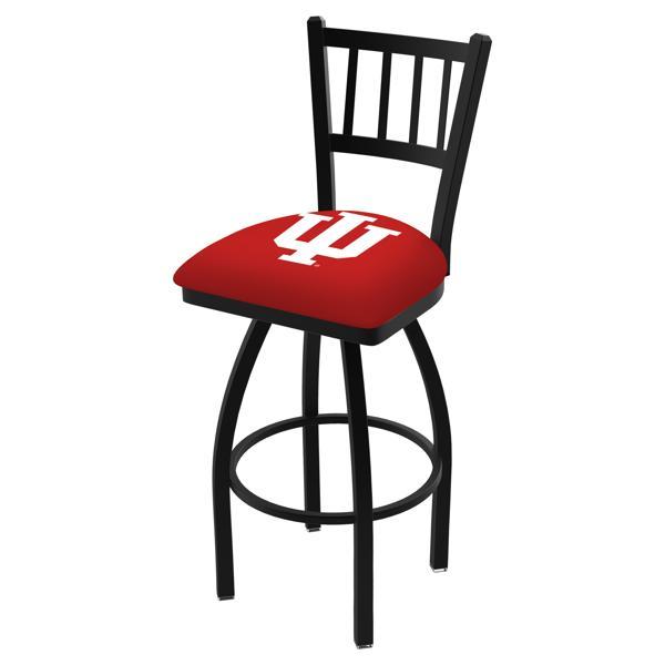Indiana University Swivel Bar Stool - Black Wrinkle Finish - Commercial Grade Steel Frame 