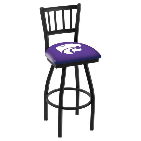 Kansas State University Swivel Bar Stool - Black Wrinkle Finish - Commercial Grade Steel Frame 