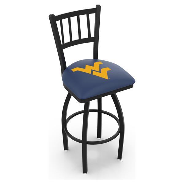 West Virginia University Swivel Bar Stool - Black Wrinkle Finish - Commercial Grade Steel Frame 