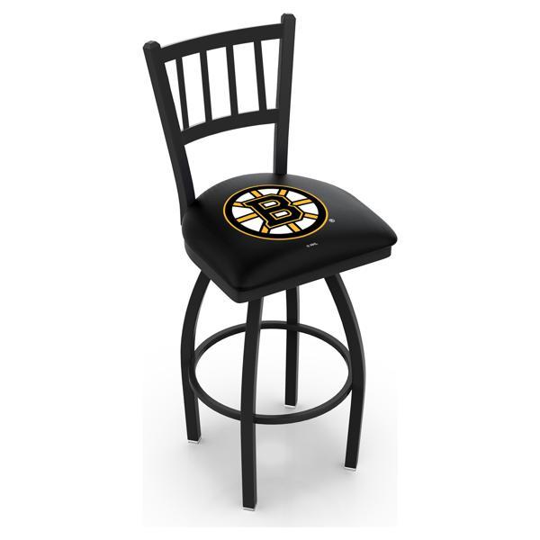 Boston Bruins Swivel Bar Stool - Black Wrinkle Finish - Commercial Grade Steel Frame 