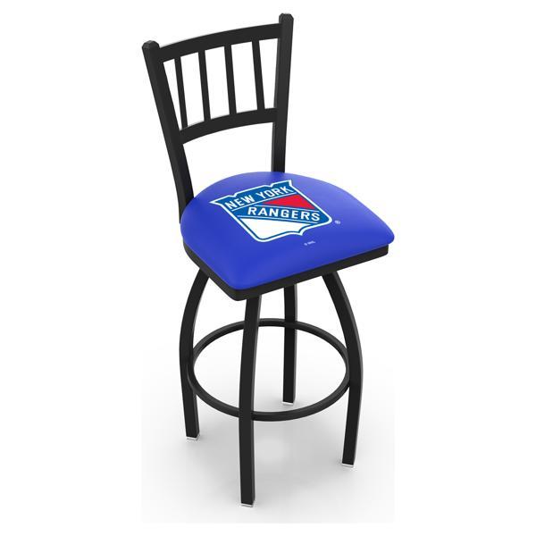 New York Rangers Swivel Bar Stool - Black Wrinkle Finish - Commercial Grade Steel Frame 